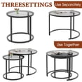 thumbnail image 6 of Nesting Coffee Table Grey Glass Table Set of 2, Small Round Glass Nesting Tables for Living Room Bedroom, Accent Tea Table with Metal Frame Modern Industrial Simple, 6 of 9