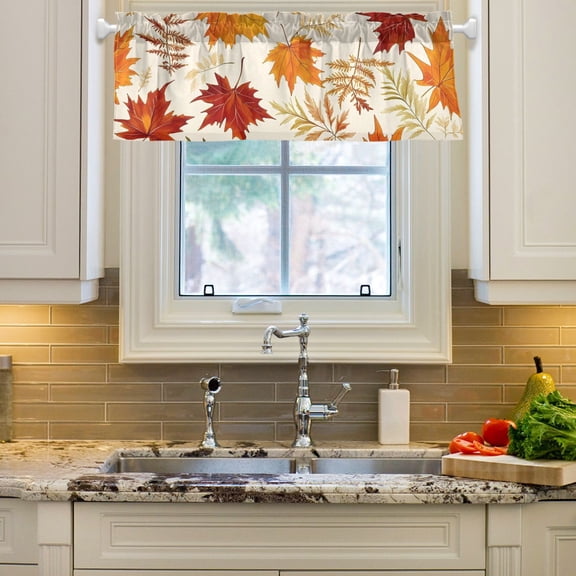 Seam Autumn Leaves Curtain Valance 54x18in Treatment Decor Blackout Rod Pocket for Windows Living Room Kitchen