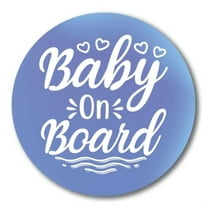 Magnet Me Up Blue and White Baby On Board Magnet Decal, 5 inch Round Vinyl