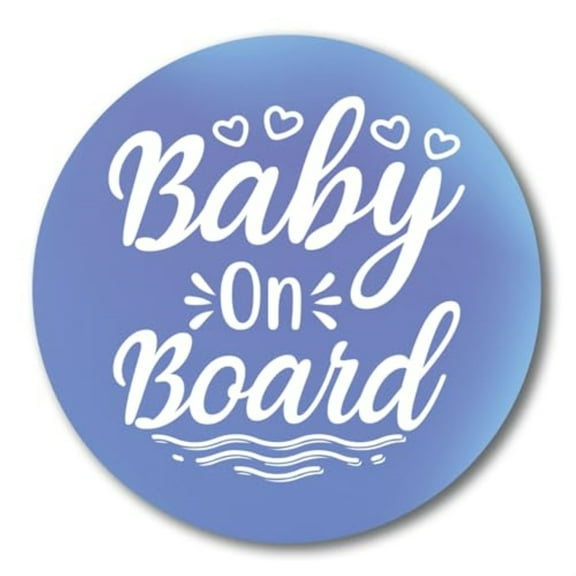 Magnet Me Up Blue and White Baby On Board Magnet Decal, 5 inch Round Vinyl