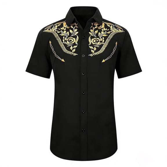 Elegyee Boys Summer Cute Shirt Casual Buttons Up Western Cowboy Print Shirt, Sizes 6-15
