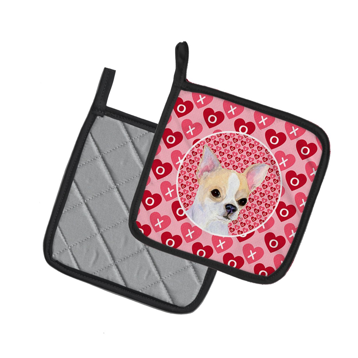 Caroline's Treasures Chihuahua Hearts Love and Valentine's Day Portrait Pair of Pot Holders