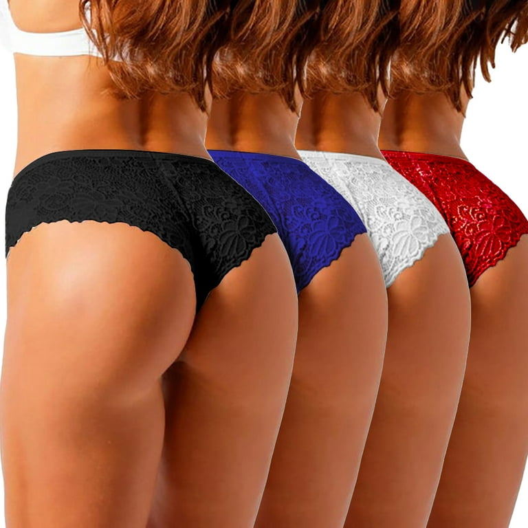 Uerlsty 4 Pack Womens Sexy Lace Knickers Briefs Panties Pants Ladies  Seamless Underwear 