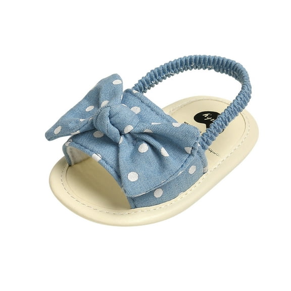 EnJoCho Barefoot Baby Sandals Non-Slip Dot Stripe Design - Flexible Prewalker Shoes for Toddler Girls 0-18M First Walking Footwear with Breathable Sole