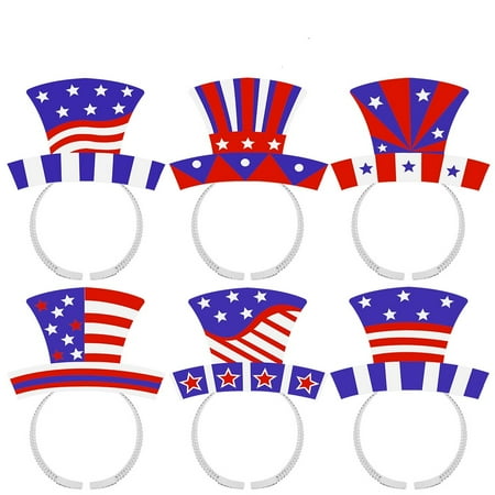 

NUOLUX 12PCS Independence Day July 4th American Flag Aluminum Foil Headband Party Accessories