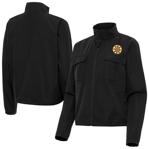 Women's Antigua Black Boston Bruins Even Par Full-Zip Jacket