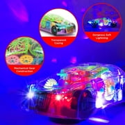 JoyABit Light up Transparent Toy Car for Kids - 8” Battery Operated Mechanical Colorful Race Car W Batteries included