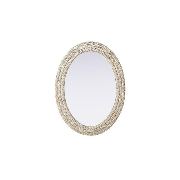 Elegant Decor Oval Cornhusk Mirror 27x36 in Linen White