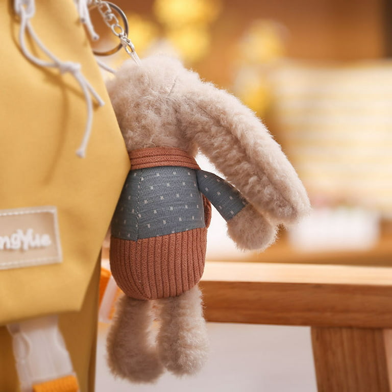 16cm Plush Keychain Overalls Dress-up Long Ear Rabbit Animal Doll Plush Toy  Backpack Decor Lovely Stuffed Bunny Doll Plush Key Chain Accessories