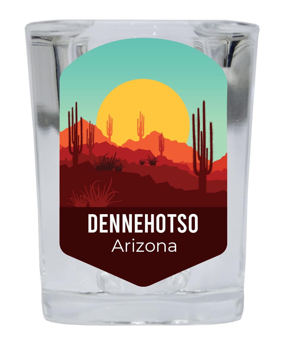 Dennehotso Arizona Souvenir 2 Ounce Square Shot Glass Desert Design