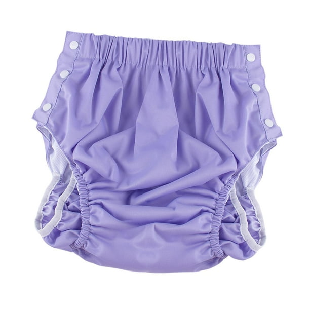 Pañal de tela reutilizable unisex para adultos, con apertura lateral, lavable, ajustable y con broches. Púrpura XXL