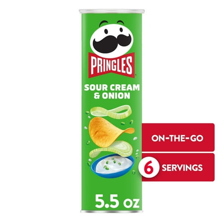 Pringles Potato Crisps Chips, Sour Cream and Onion, 5.5 Oz, Can