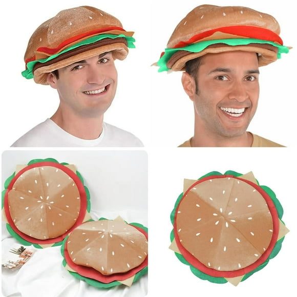 Riforla Adult Unisex Hamburger Hat Cheese Burger Cap Womens Mens(1 PC) Cosplay props & Cosplay Orange