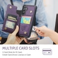 thumbnail image 3 of Dteck for Samsung Galaxy A24 4G Case with Card Holder, Magnetic Durable Leather Wallet Case for Women Men with RFID Blocking Kickstand Shockproof Cover for Galaxy A24 4G,Purple, 3 of 10