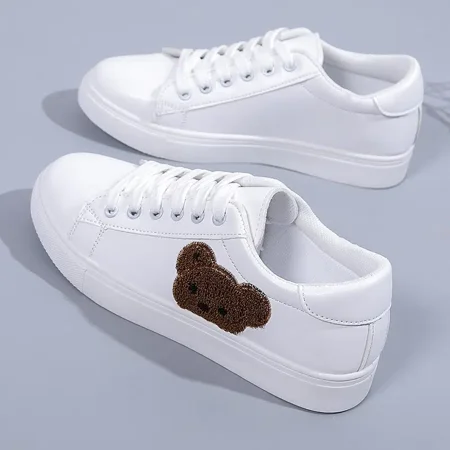 

Women‘s Casual Sneakers Cute Cartoon Bear Lace-up Skate Shoes