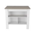thumbnail image 3 of Dtwnek 35" Height Kitchen Island with 3 Open Shelves, Perfect for Kitchen, Dining Room, White + Light Gray, 3 of 5