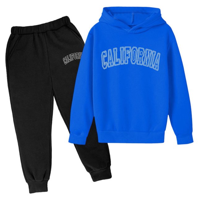 GDREDA Ensemble de Chandail à Capuche pour Enfants à Manches 3/4, Imprimé Populaire, Bleu, 7-8 Ans