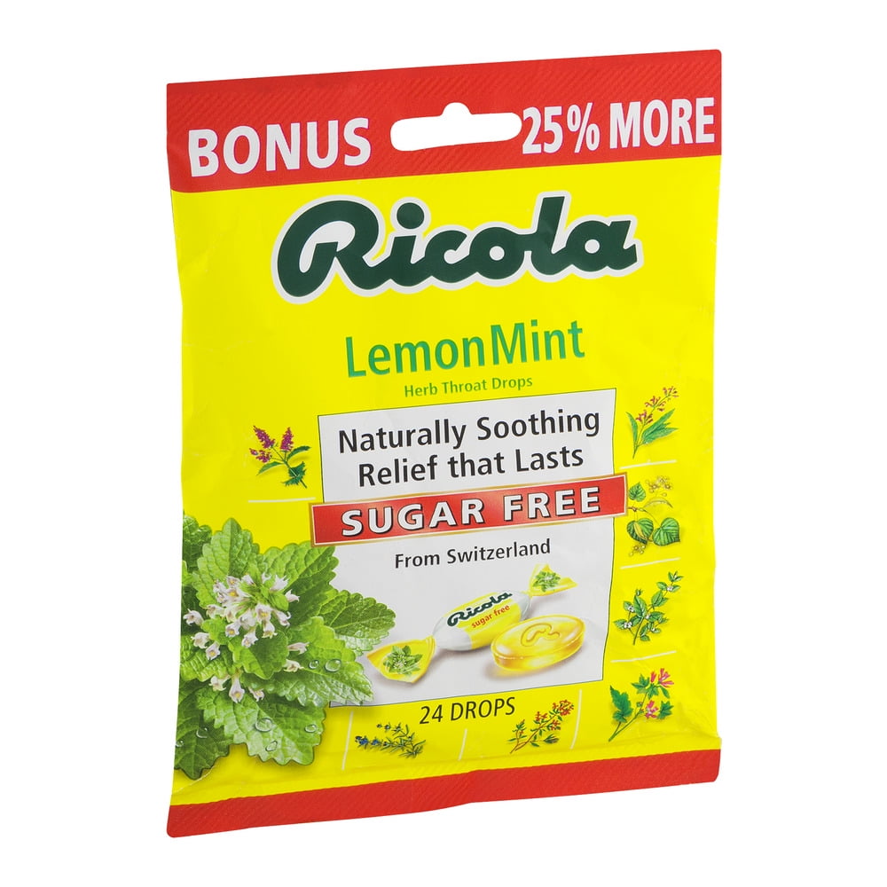 Ricola Lemon Mint Herb Throat Drops Sugar Free - 24 CT