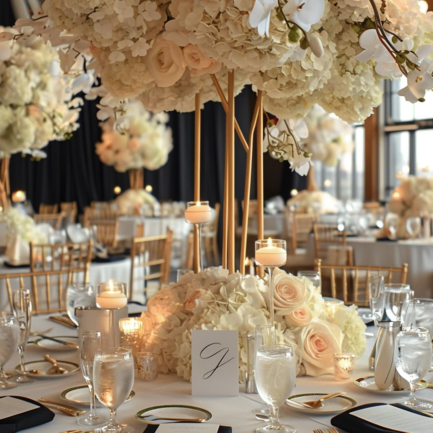 64pcs Silk Hydrangea Artificial Flowers, Champagne Artificial Hydrangea Flowers with Stems, Full Hydrangea Flowers for Wedding Centerpieces, Home, Garden, Party Decoration (Champagne)