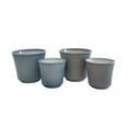 thumbnail image 3 of Tierra Garden 6.3" & 4.7" Dia. Indoor Ceramic Plant Pot Set - Blue-Gray & Warm-Gray - Ribbed Design - 4 Piece Set, 3 of 9