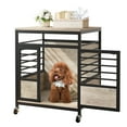 thumbnail image 2 of DWVO Dog Crate Furniture Wooden Dog House with Wheels for Small Medium Large Dogs - Brown & Black, 2 of 9