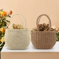 thumbnail image 1 of Bolso de playa de paja tejido a mano para mujer, Bolso de hombro de ratán de verano, Tote bordado de gran capacidad, Textura natural, Cesta portátil versátil, 23x11x16cm, Beige, 1 of 8