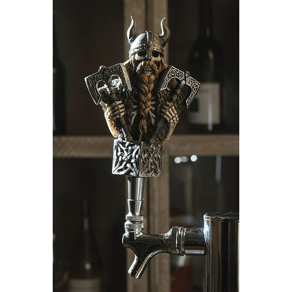 Ebros Viking Berserker Warrior Skeleton Novelty Beer Tap Handle Figurine W/ Base