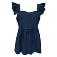 thumbnail image 4 of DHFJKG T Shirts For Women Cute Square Neck Sleeveless Ruffle Loose Fit Summer Beach Crop Top Flared Hem Stylish Tops, 4 of 5