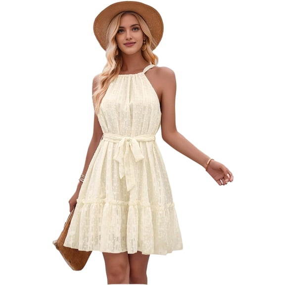 Sleeveless Backless Ruffle Dress S