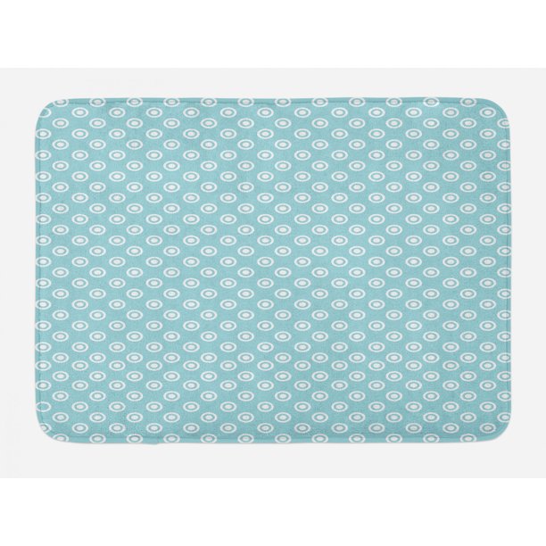Abstract Bath Mat, Circles Polka Dots Button Like Figures Simple