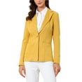 thumbnail image 1 of Blazer de ante sintético para mujer INSPIRE CHIC con solapa, mangas largas, chaqueta para el trabajo, color amarillo, 1 of 6