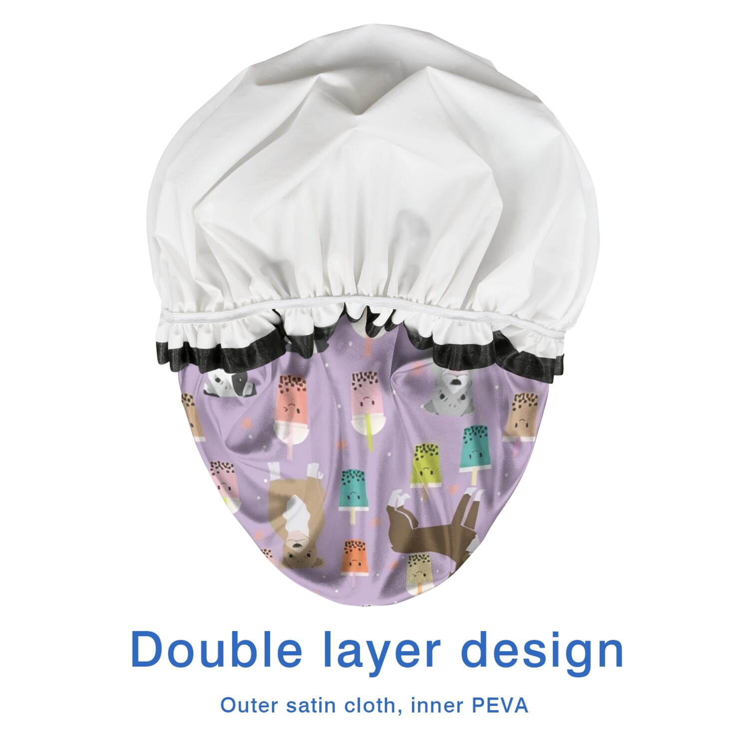 Shower Caps,Boxer Dog Pitbull Terriers Dog and Drinks Waterproof Shower Cap for Women 4 Pieces,Double Reusable Hair Cover for Shower PEVA Elastic Stretch Hem