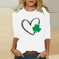 thumbnail image 2 of ICHUANYI Women's Classic St. Patrick's Day Print T-shirt 3/4 Sleeves Blouse Crew Neck Casual Tops, 2 of 4