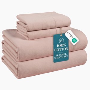 Casa Platino 100% Cotton Queen Flannel Sheet Set, Sepia Rose