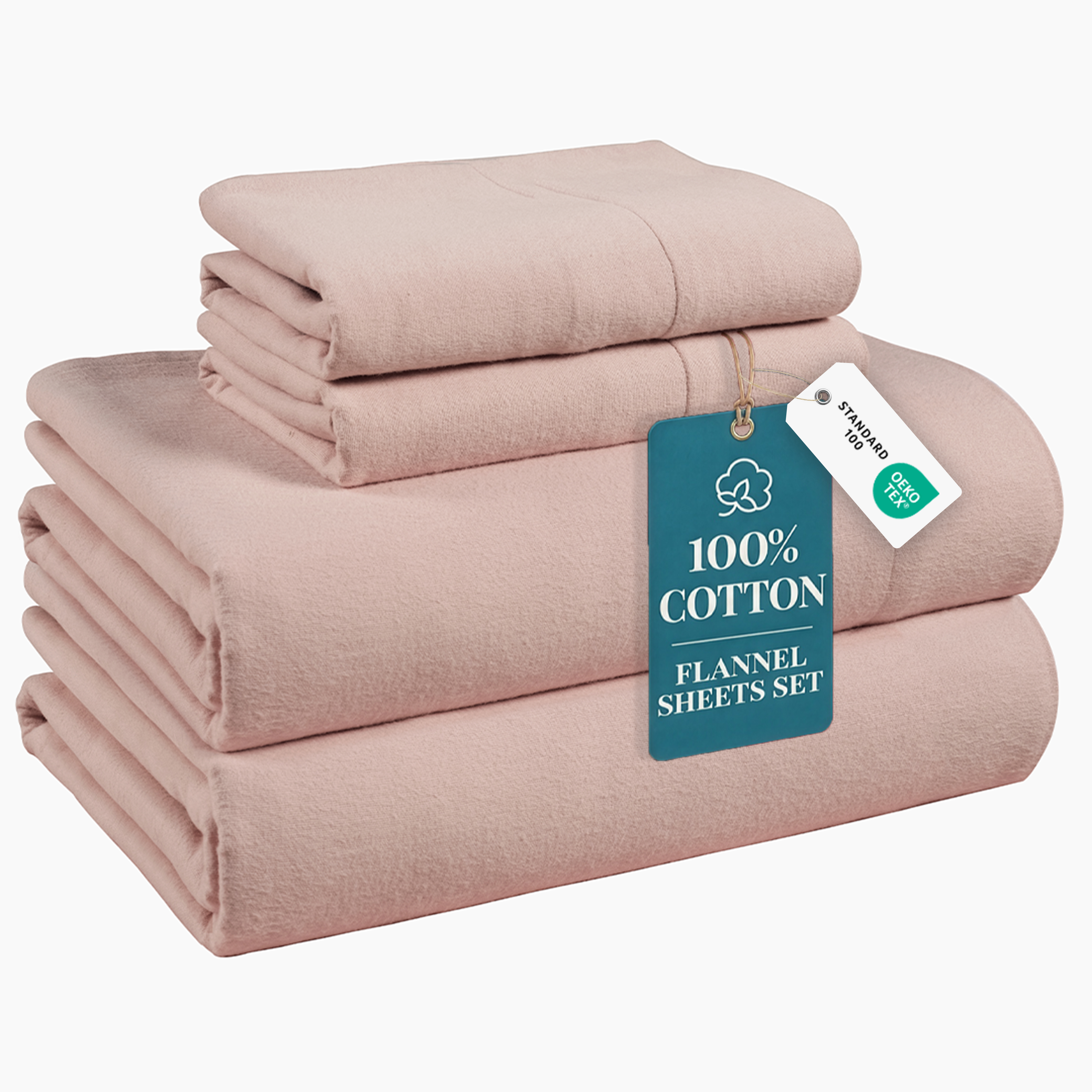Casa Platino 100% Cotton Queen Flannel Sheet Set, Sepia Rose