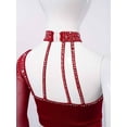 thumbnail image 4 of Raenseen Big Girls Ballet Dance Gymnastics Outfits Two-Piece Jazz Lyrical Dancewear Crop Tops with Irregular Skirt Burgundy 8, 4 of 6