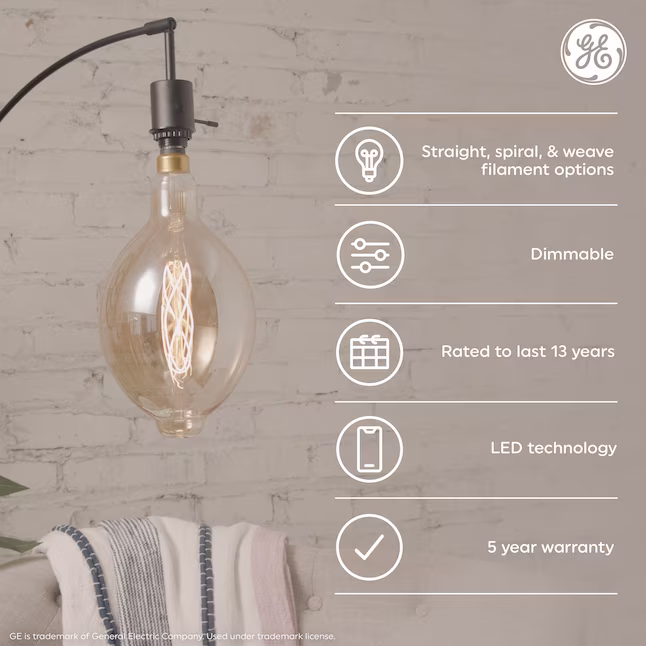 thumbnail image 4 of GE 25-Watt EQ T8 Clear Candelabra Base (E-12) Dimmable LED Light Bulb, Pack of 4, 4 of 9