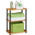 thumbnail image 4 of Furinno Rata 3-Tier Industrial Multipurpose Flat Base Shelf Display Rack with Metal Frame, Columbia Walnut, 4 of 5
