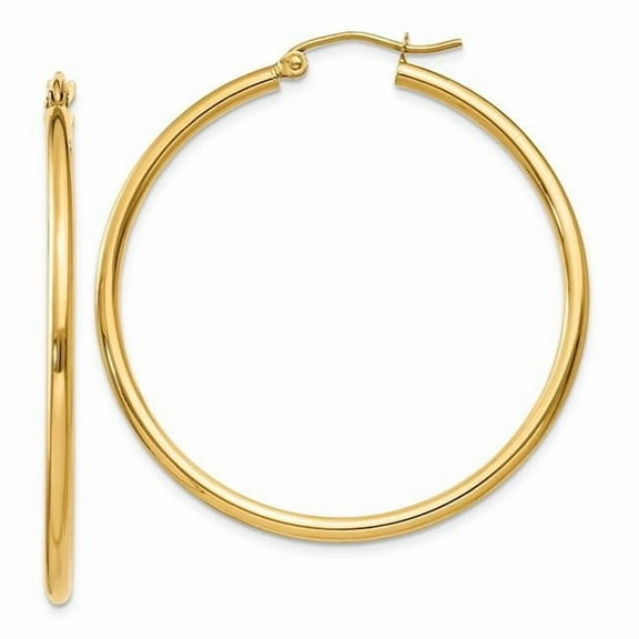 Primal Gold 14K Yellow Gold 2x40mm Lightweight Tube Hoop Earrings