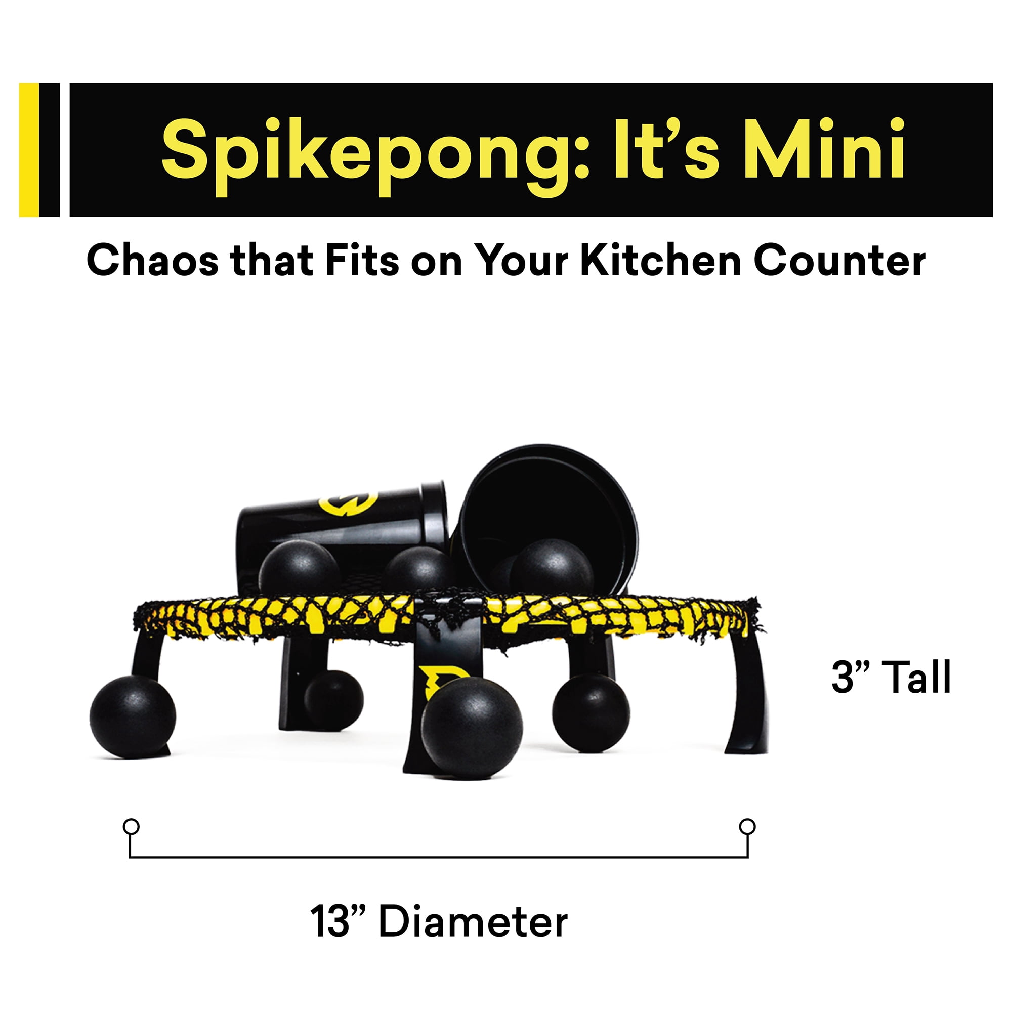 Spikeball: Spikepong Mini Game - Tabletop Indoor Party Game, Bounce Balls On The Net To Land In The Cups, Head-To-Head Competitive Family-Friends Play