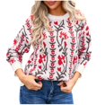 thumbnail image 1 of Rbaofujie Chandails d'Automne pour Femmes Chandail Tricoté à Rayures Patchwork avec Manches Longues Col en V Hauts de Chandail Rouges Chandails Surdimensionnés pour Femmes, 1 of 8