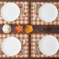 thumbnail image 1 of Manteles individuales de otoño para mesa de comedor, juego de 4 manteles individuales a cuadros de búfalo naranja, decoración de otoño de Acción de Gracias de granja para interiores y exteriores,, 1 of 5