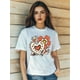 thumbnail image 1 of Women'sReturn Style Love Leopard Plaid Flower Print T-Shirt Fashion Short Sleeve Round-Neck Slm Fit Tops Summer Casual Streetwear, 1 of 6