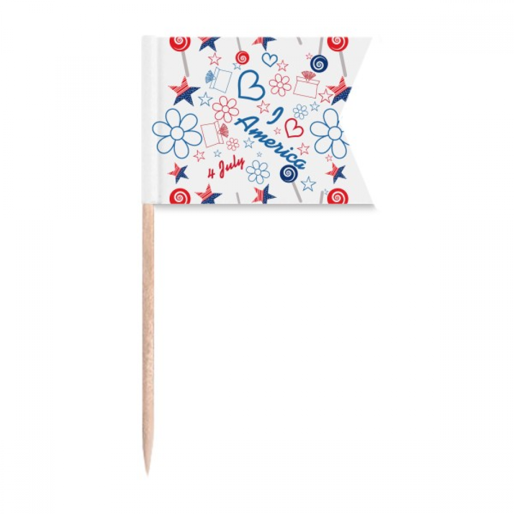 USA Candy Flower Star Love Heart Word Toothpick Flags Labeling Marking