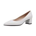 thumbnail image 1 of Zapatos DREAM PAIRS Tacones Bajos Gruesos Blanco Crema Talla 9, 1 of 5