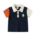 thumbnail image 1 of LUOGENLI Maxi Tops with Slit Boho Kids Boys Girls Short Sleeve Casual Fashion Shirt Button Closure Comfortable & Soft Fabric Shirts for Boys Denim Navy Size 4-5 Years, 1 of 3