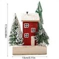 thumbnail image 3 of Small Christmas House Miniature Figurine Wooden Winter Village Scene Desktop Ornament, Xmas Houses and Trees for Living Room Bedroom Party Decoration Display, 3 of 5