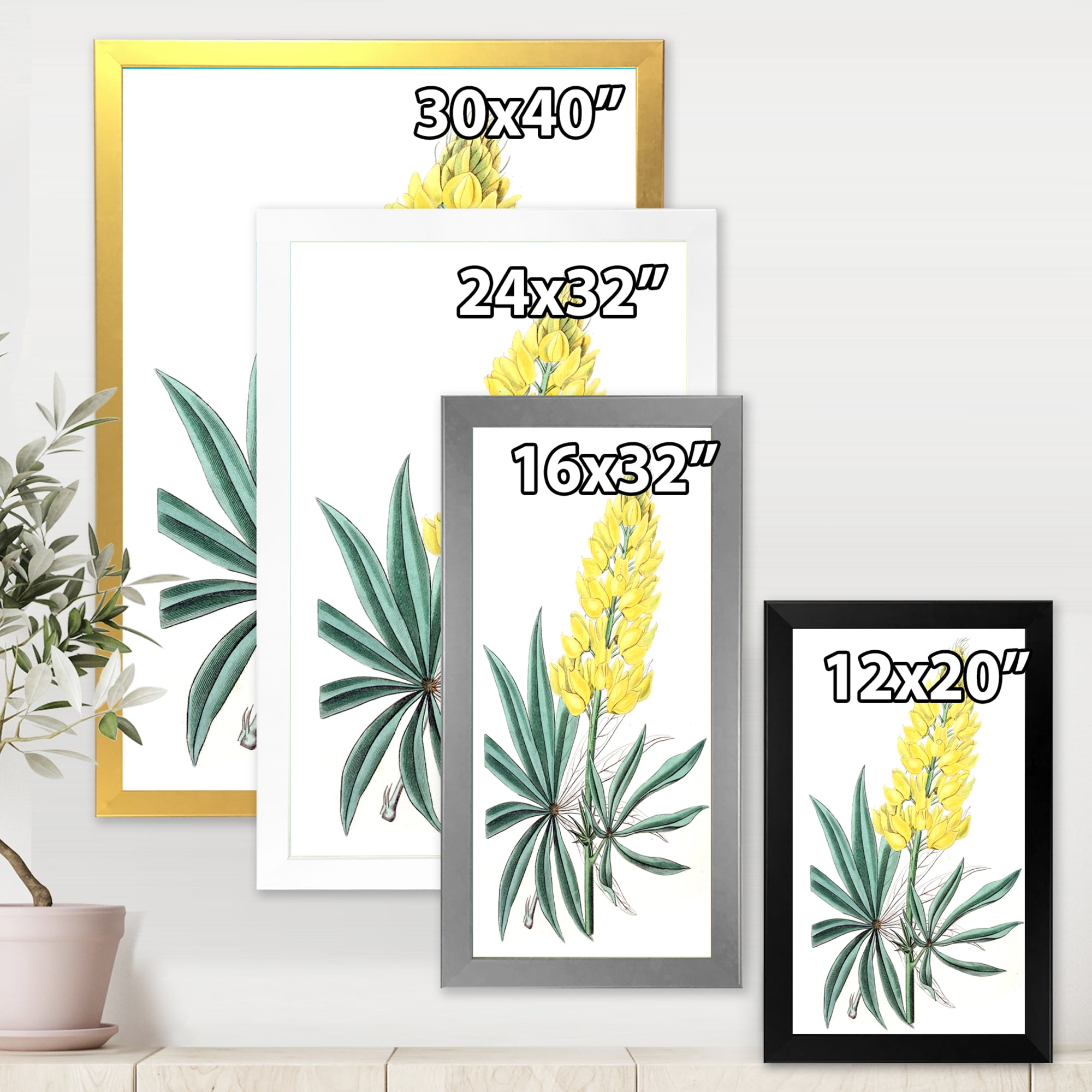 Designart 'Ancient Yellow Flower I' Traditional Framed Art Print