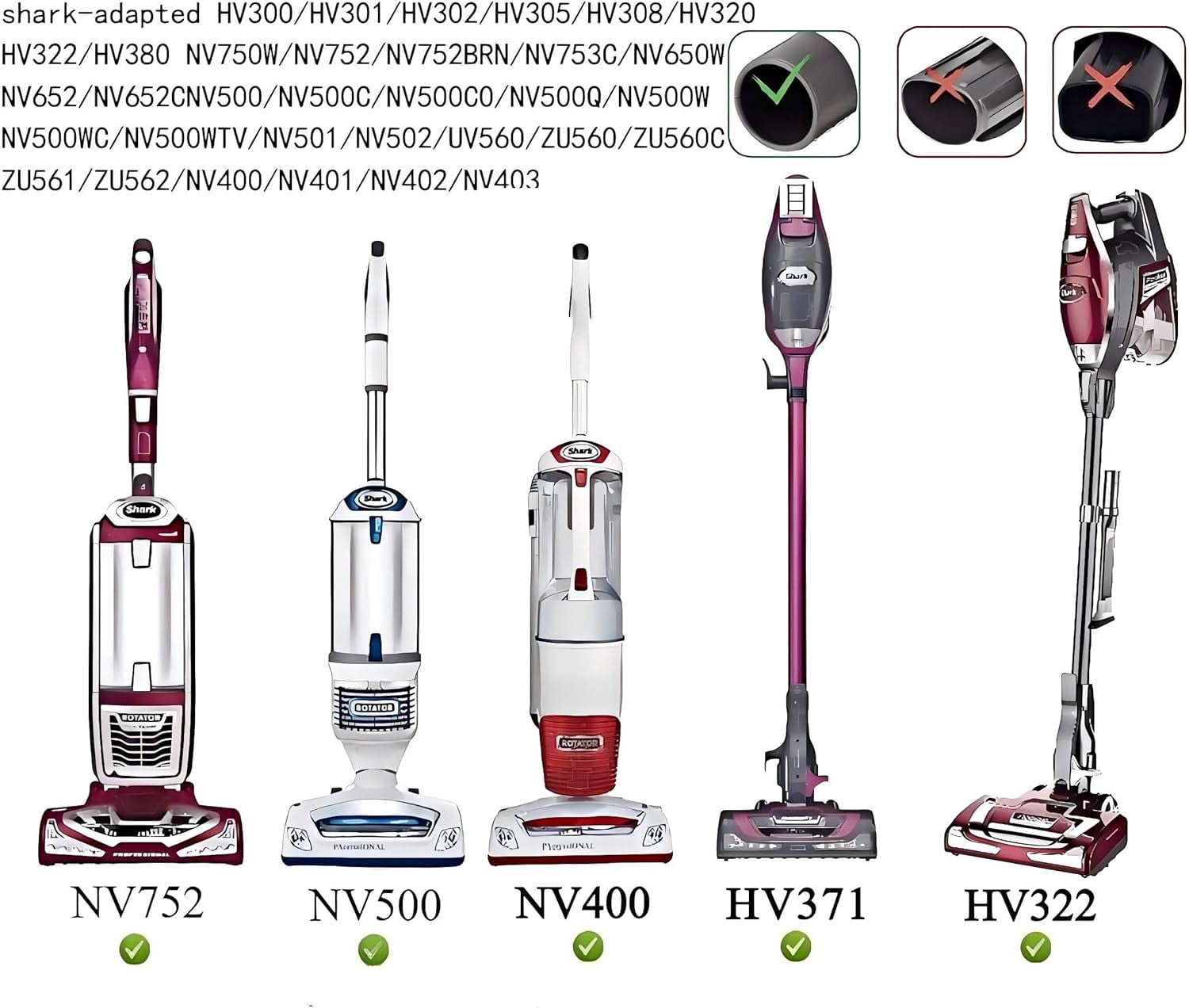 6PCS Vacuum Cleaner Attachments for Shark Rocket. 2-in-1 Crevice & Dusting Brush Combo. Includes flexible crevice tool and round bristle brush Compatible with Shark HV322,HV320, HV301,NV600, NV340