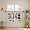 thumbnail image 3 of Spring Easter Kitchen Curtains, Floral Checkered Bunny Linen Texture Light Filtering Window Curtain Panels, 2Pcs Rod Pocket Window Treatments Set for Study Room Bathroom Bedroom 52x54 Inches, 3 of 9